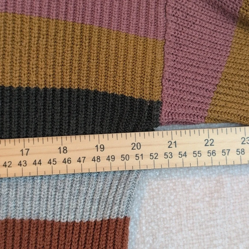 Madewell Sz Sm Oversize Crop Striped Ribbed Crewneck Sweater Multi Color Office